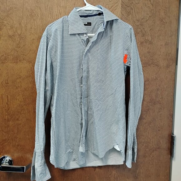 Beau Brummel Blue Geo Circle Print Slim Fit Button Up Shirt - Picture 2 of 4